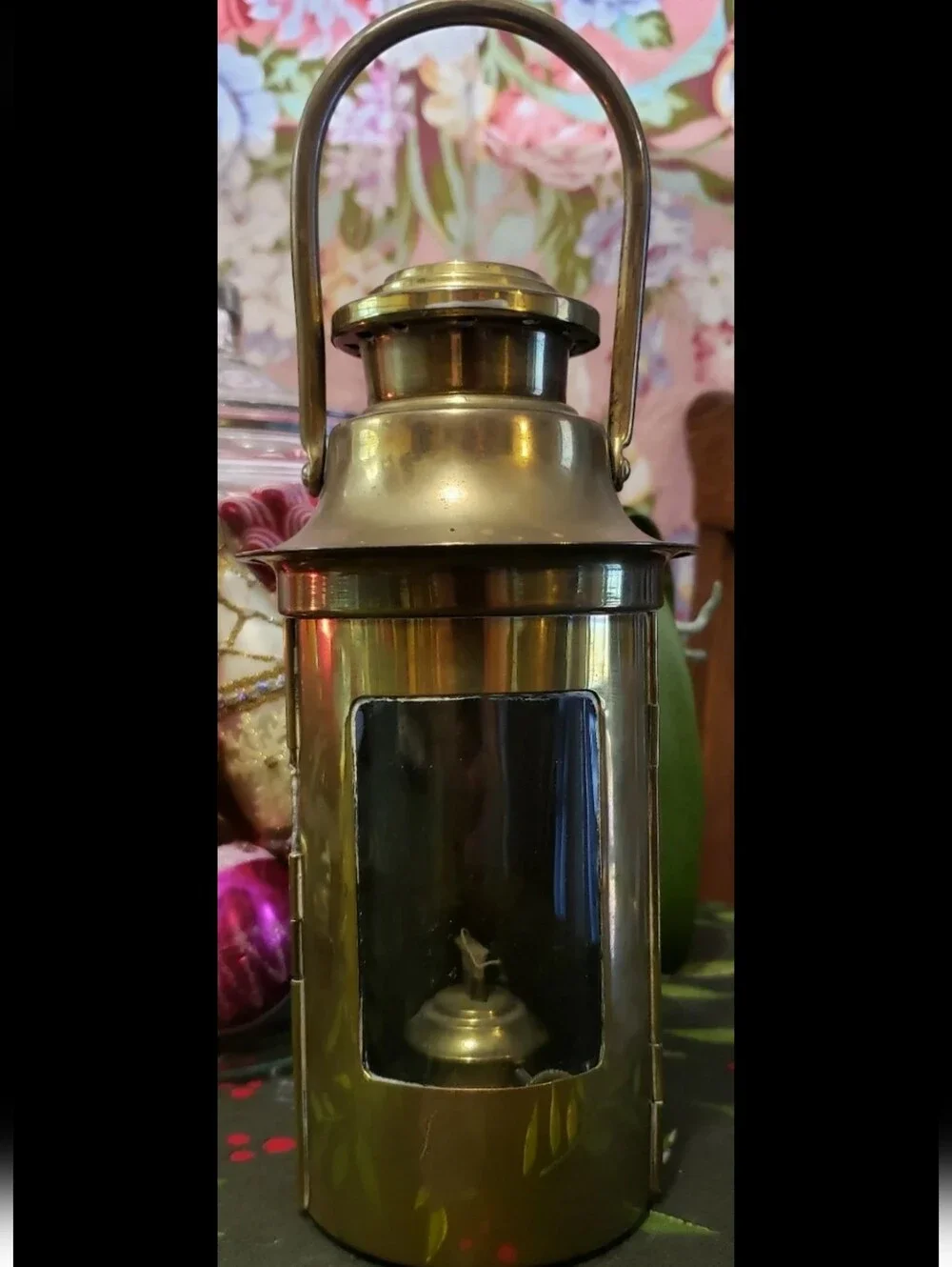 Vintage Brass Oil Lamp Binnacle 